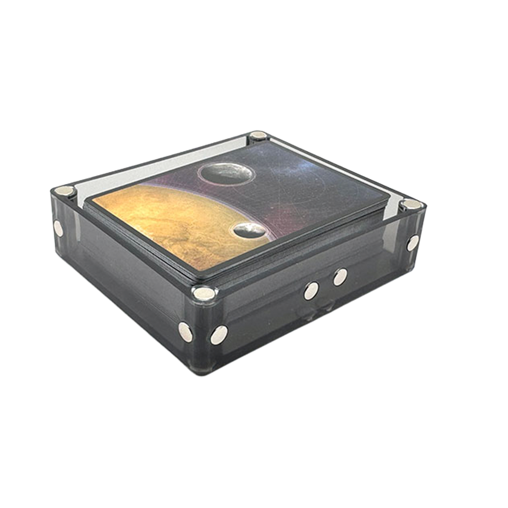 A Double holding a deck of standard size cards