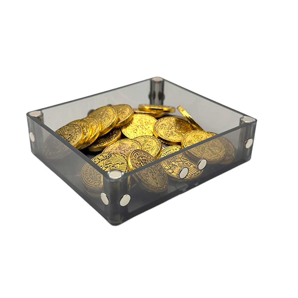 An open Double filled with metal coins