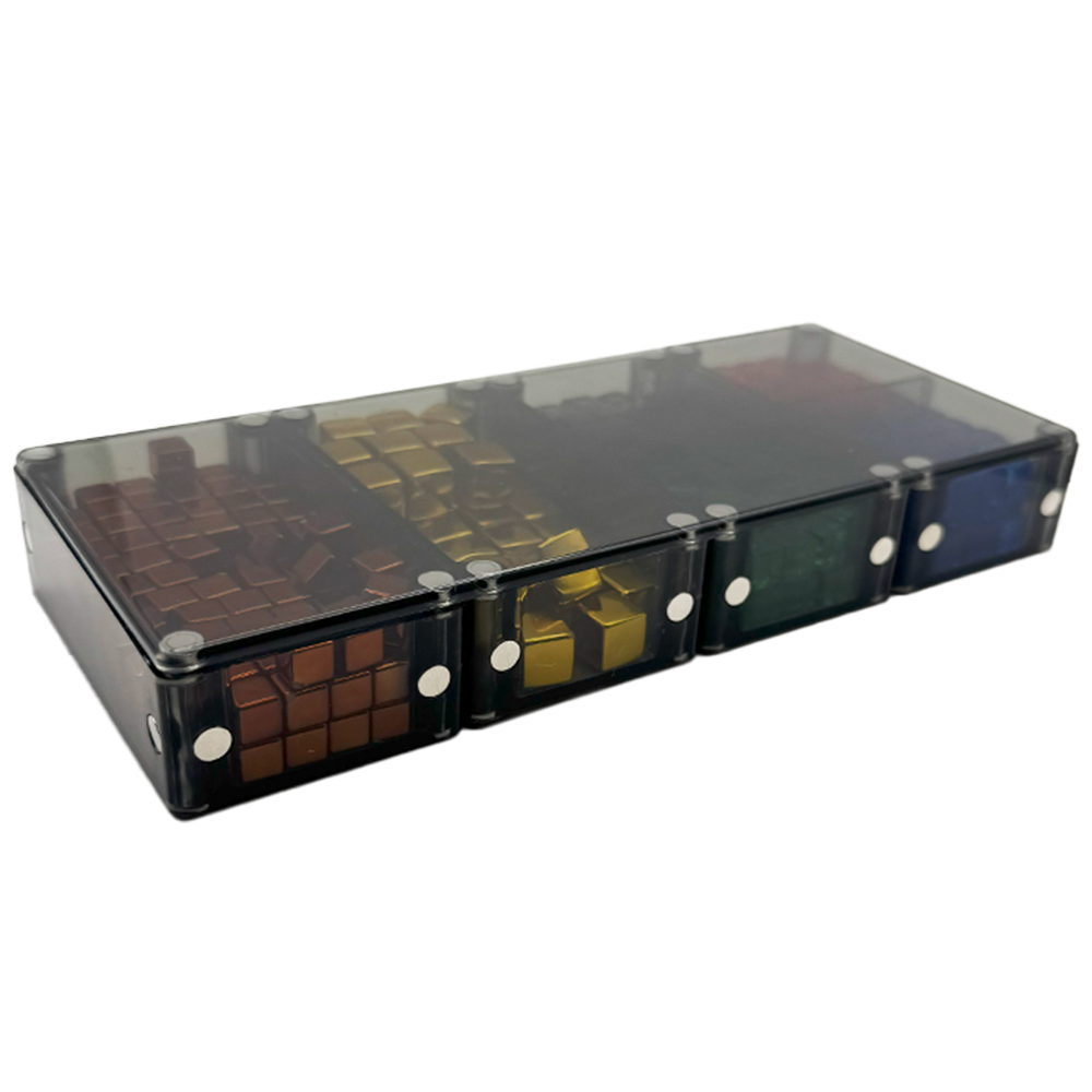 A Unity Vault Lid spanning a row of four filled Singles, locking them into one block